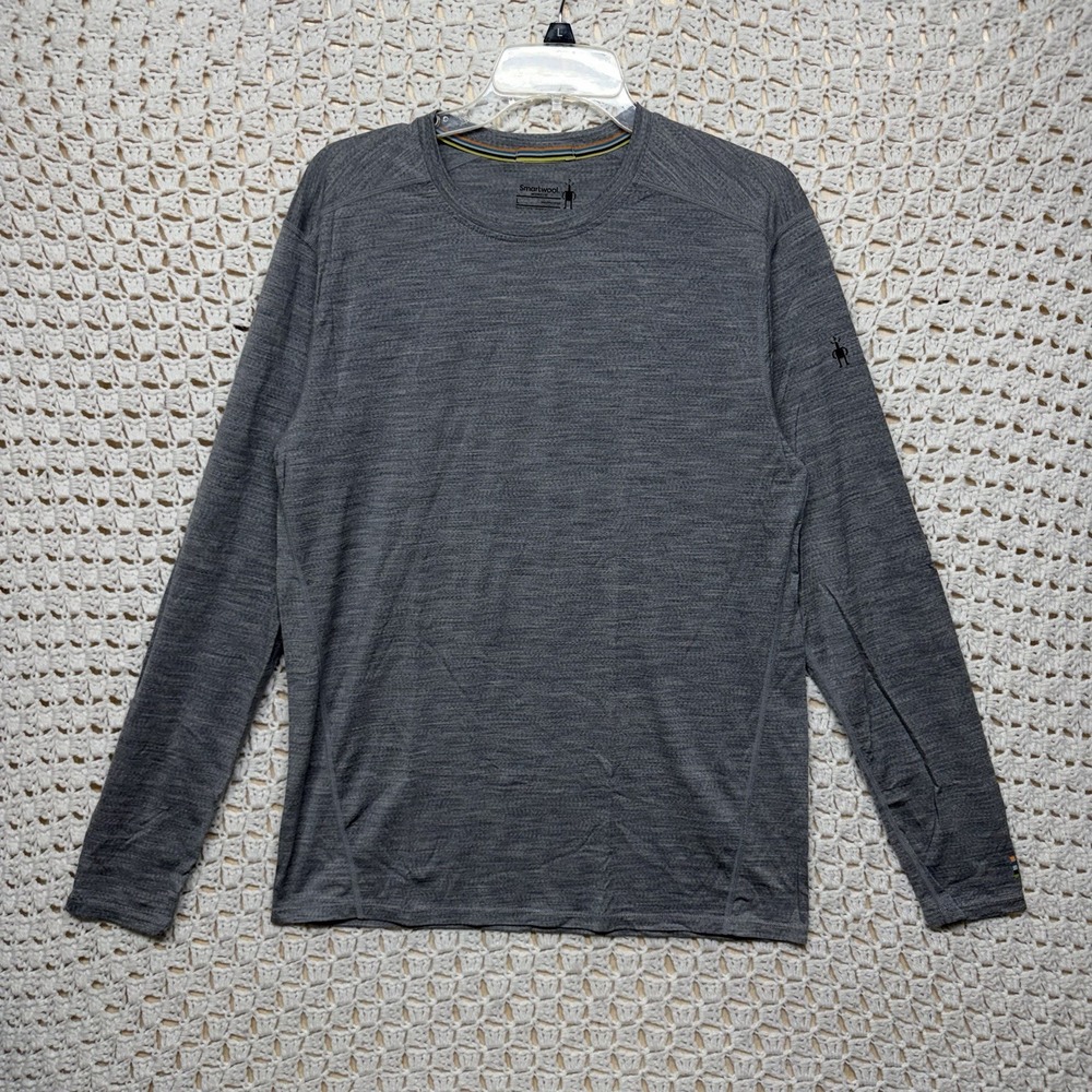 Smartwool Merino 150 Base Layer Shirt Men Sz L Gray Long Sleeve Hike Ski Camp